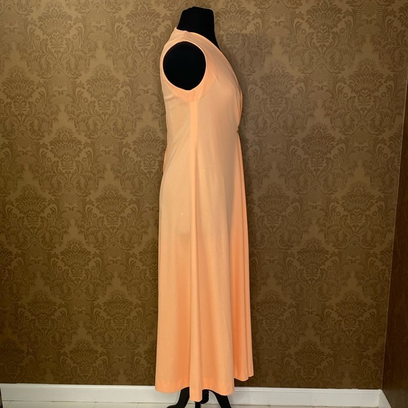 Vintage 70s Grecian Peach Union Label Maxi Hostess Dress - Picture 3 of 11